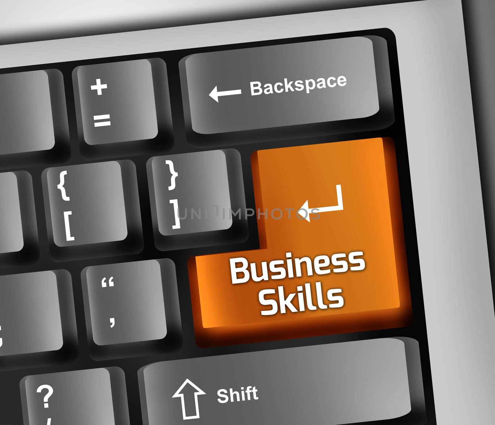 Keyboard Illustration with Business Skills wording