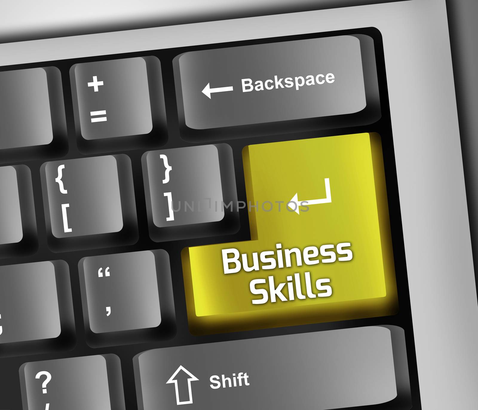 Keyboard Illustration with Business Skills wording