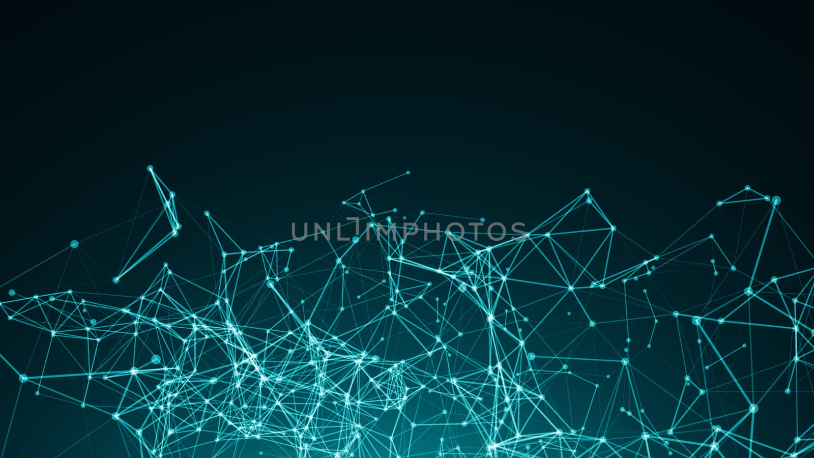 Abstract connected dots on bright blue background. Technology concept by nolimit046