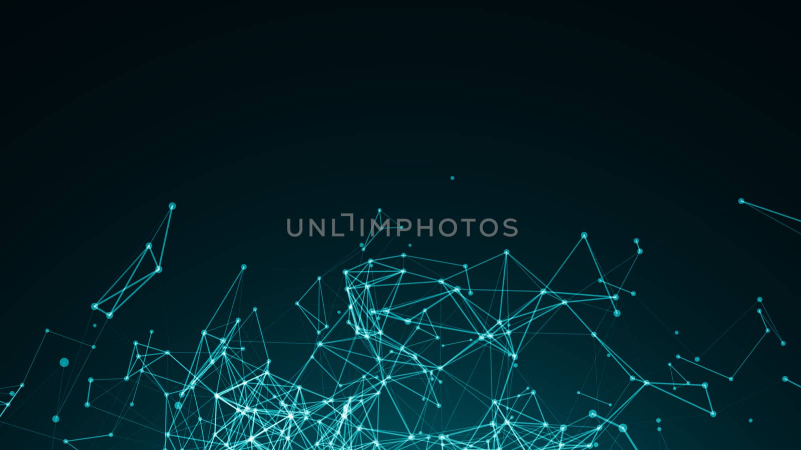 Abstract connected dots on bright blue background. Technology concept by nolimit046