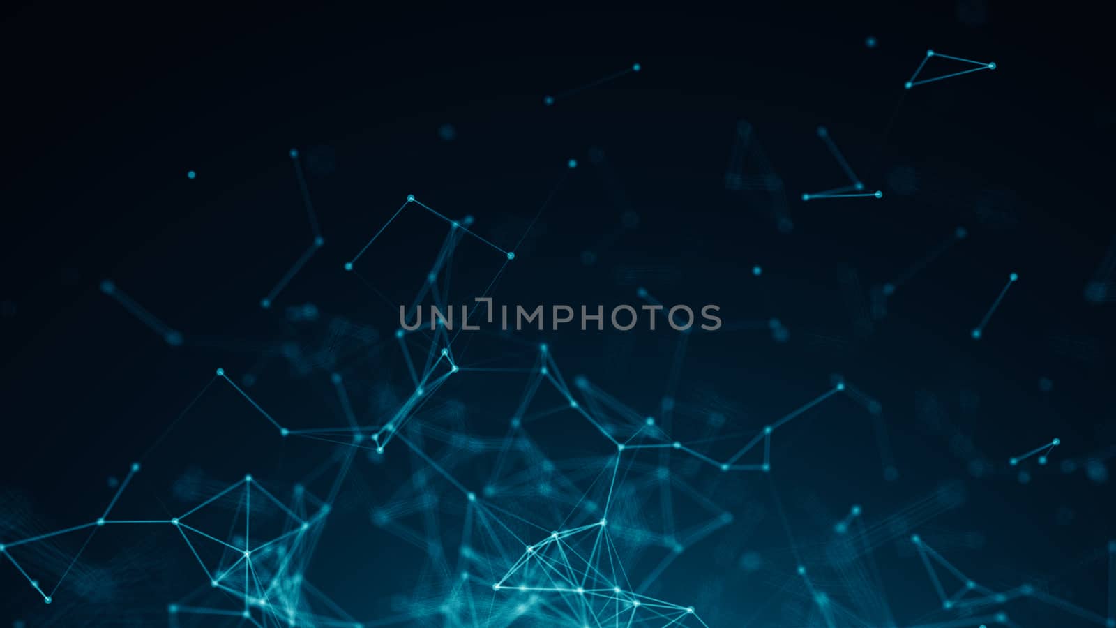 Abstract connected dots on bright blue background. Technology concept by nolimit046