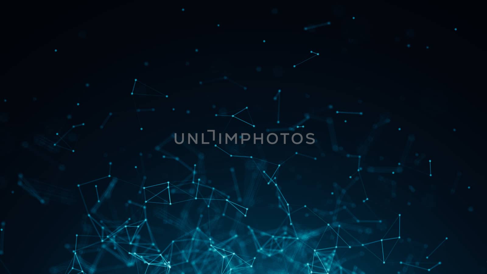 Abstract connected dots on bright blue background. Technology concept by nolimit046