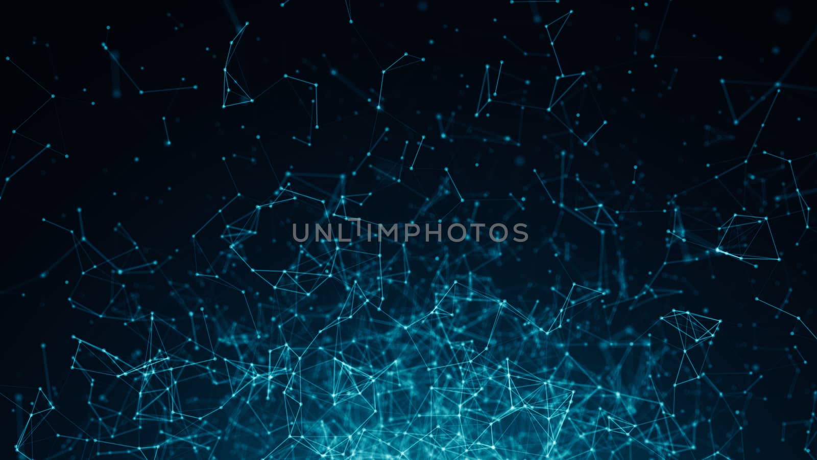 Abstract connected dots on bright blue background. Technology concept by nolimit046