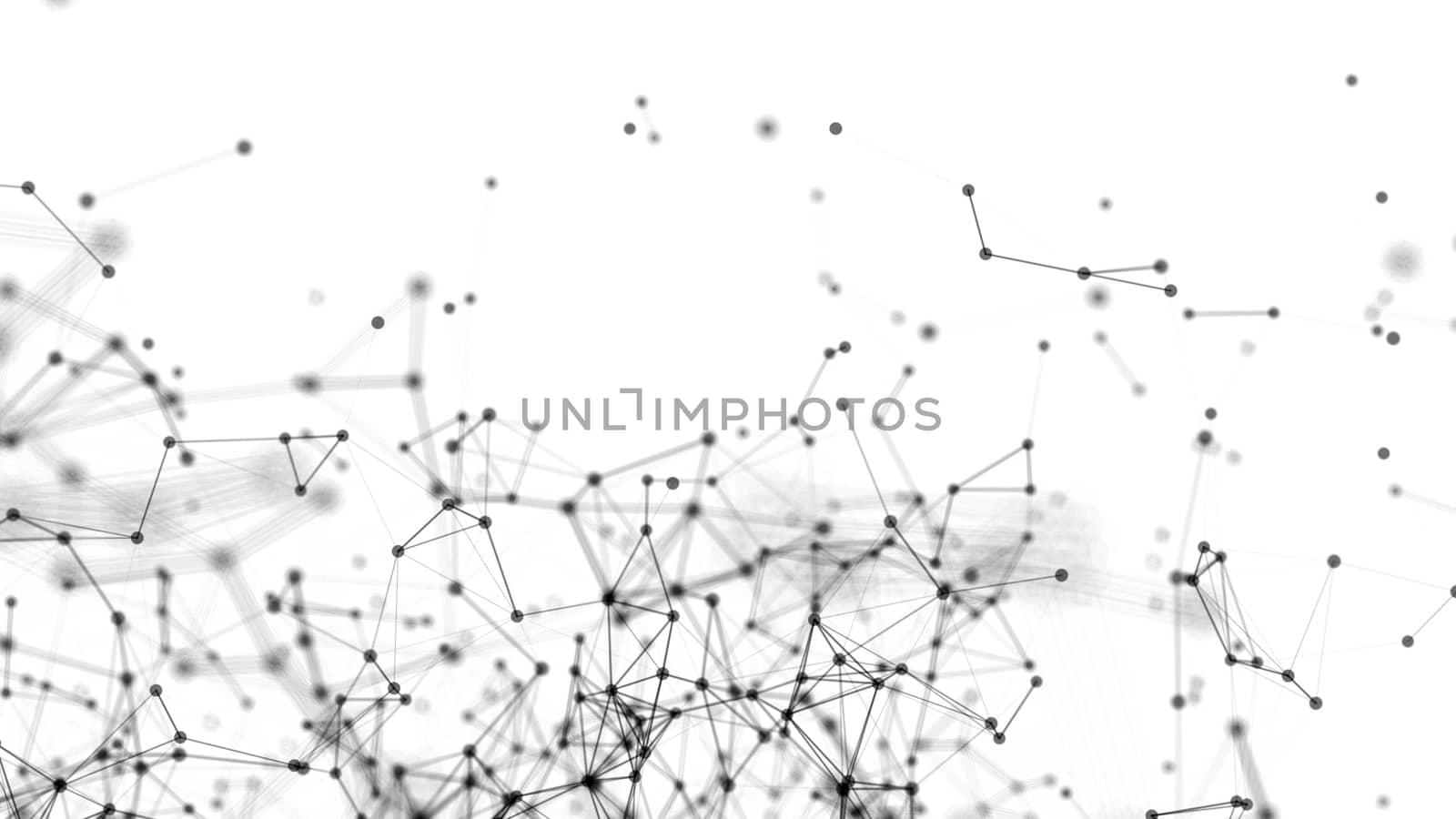 Abstract connected dots on white background. Technology concept. Digital illustration. 3d rendered