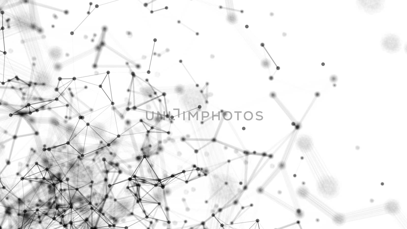 Abstract connected dots on white background. Technology concept. Digital illustration. 3d rendered