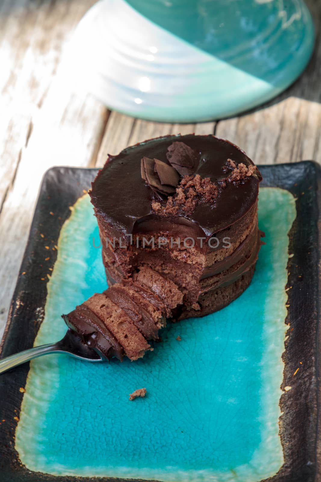 Creamy chocolate mousse layered cake by steffstarr