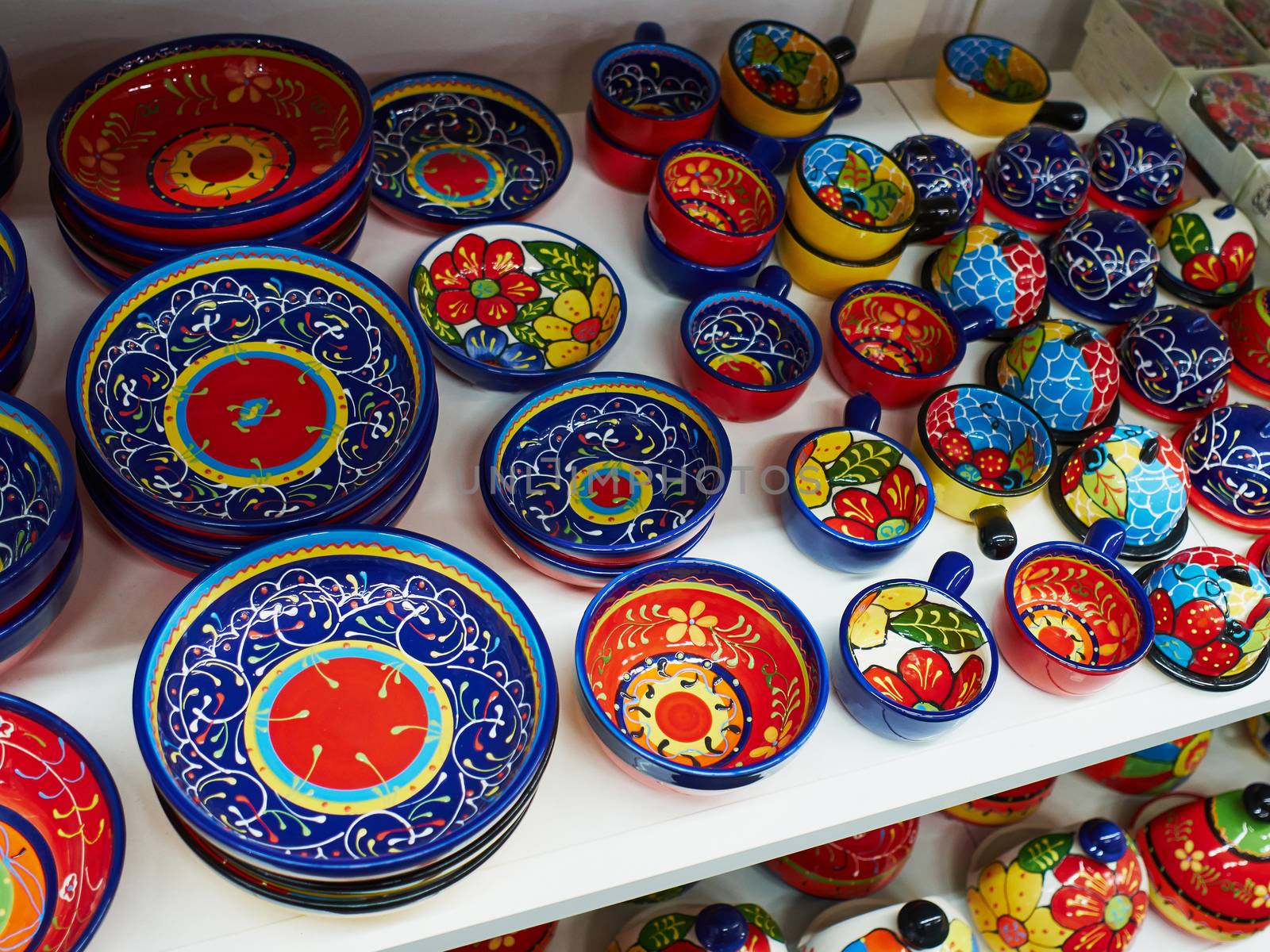Traditional colorful Spanish ceramic pottery Spain by Ronyzmbow