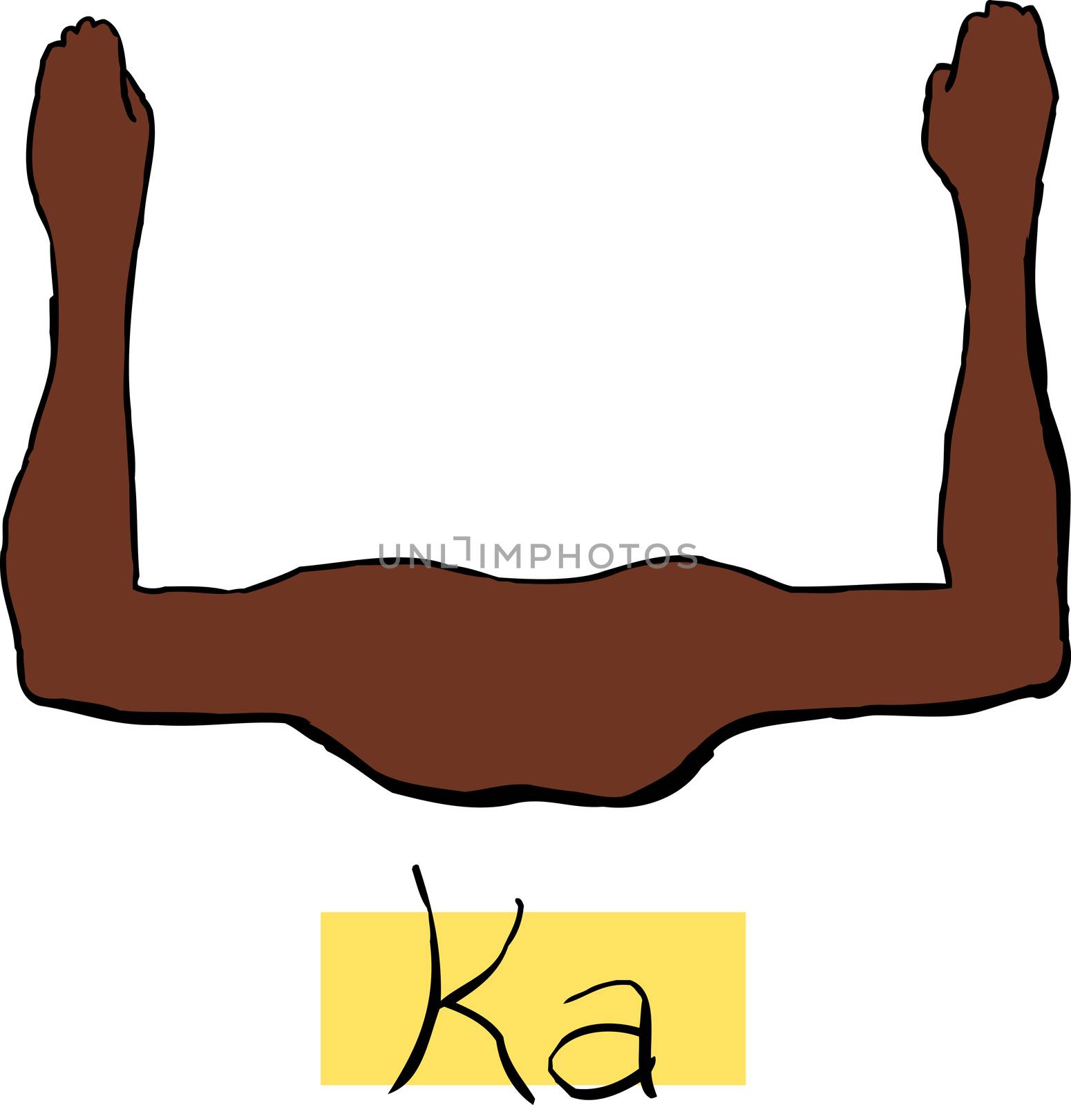 Ancient Egyptian Ka symbol with arms up as a symbol for immortality of the gods