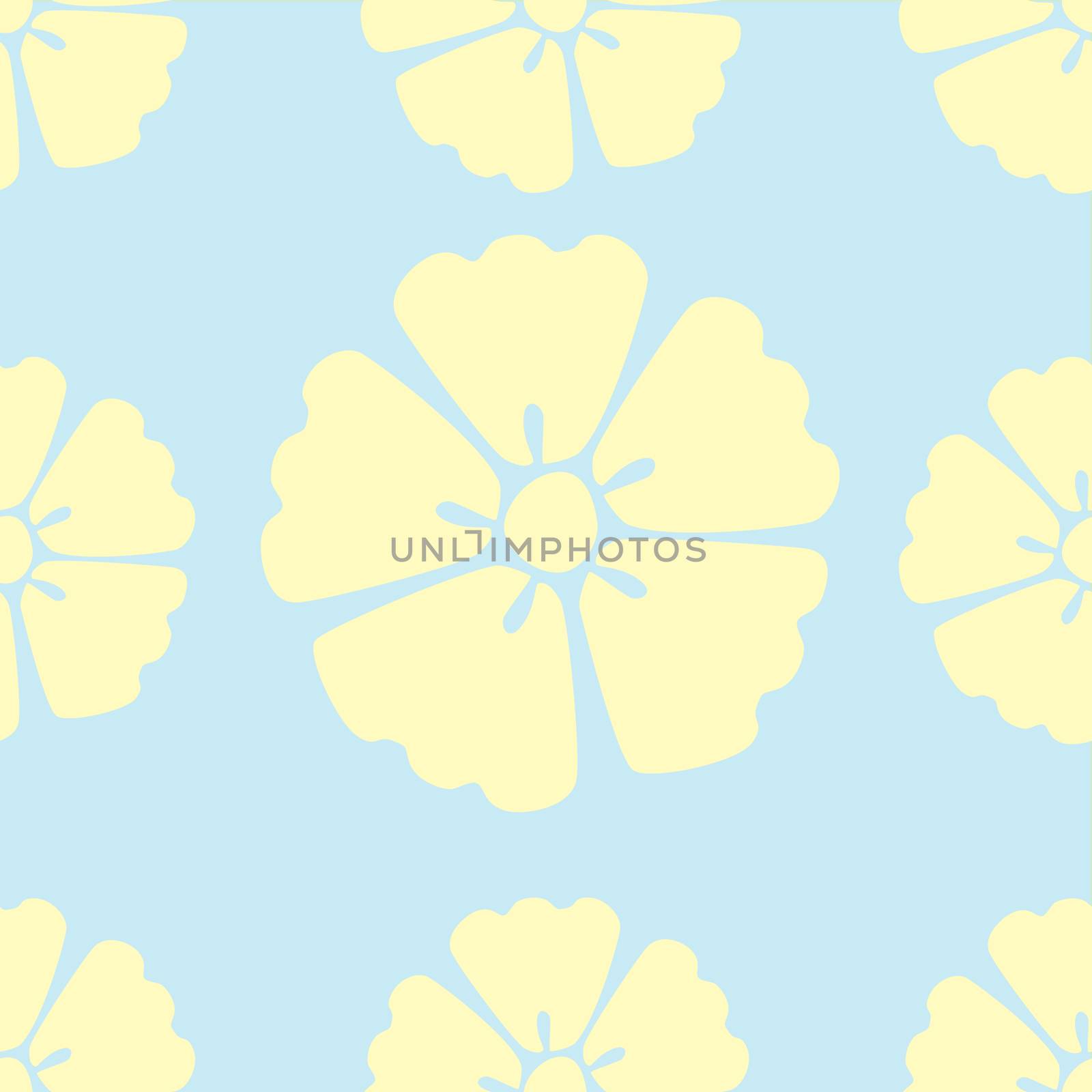Elegant lemon cherry blossom seamless pattern background over blue
