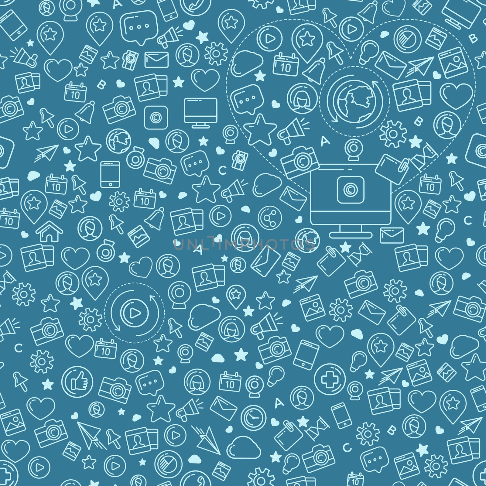 Social Media Blue Seamless Pattern by ConceptCafe