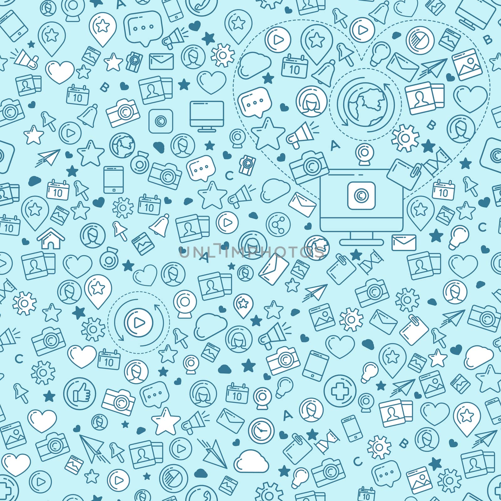 Social Media Blue Seamless Pattern by ConceptCafe