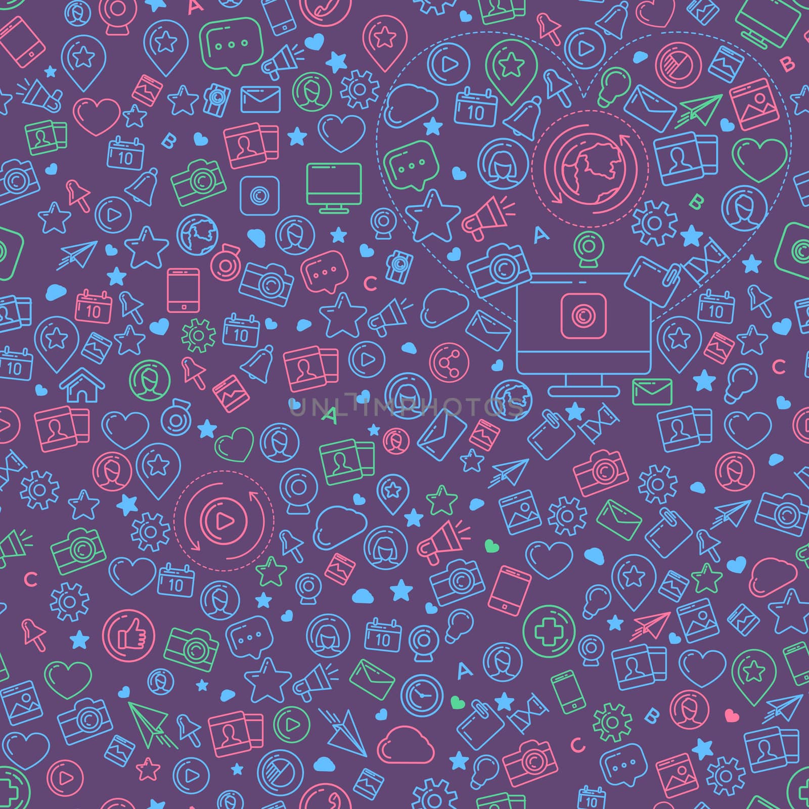 Social Media Colorful Seamless Pattern by ConceptCafe