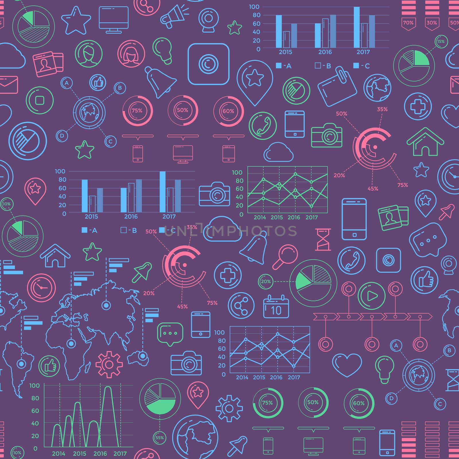 Social Media Colorful Seamless Pattern by ConceptCafe