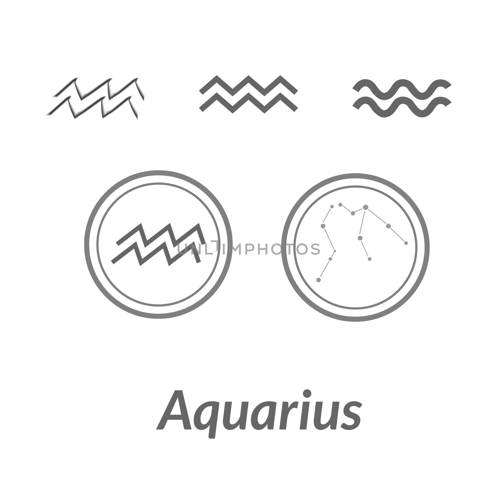 The Water-Bearer aquarius sing. Star constellation element. Age of aquarius constellation zodiac symbol on light background. by Asnia