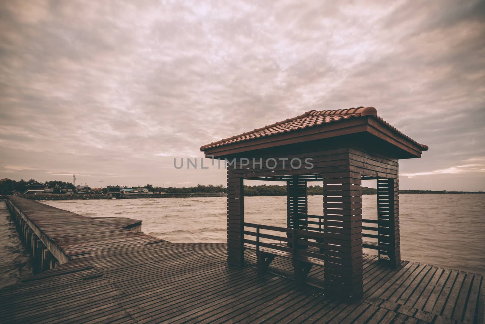 pavilion ana bridge for background tone sepia