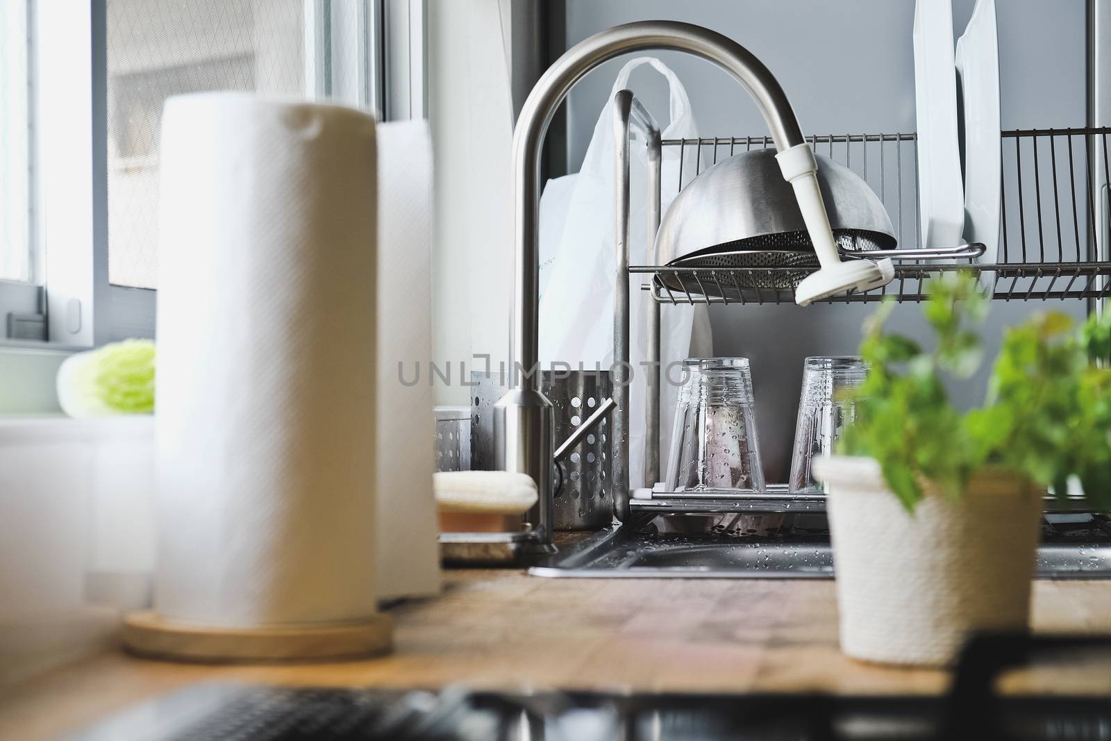 Interior of rural kitchen background