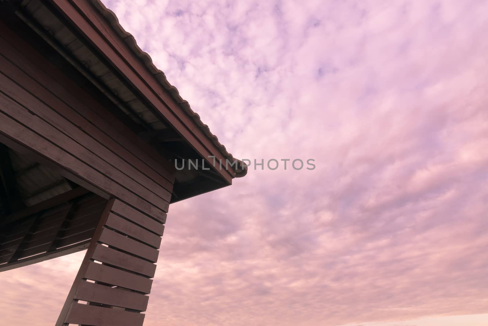 Sunset  Twilight time  with pavilion for background