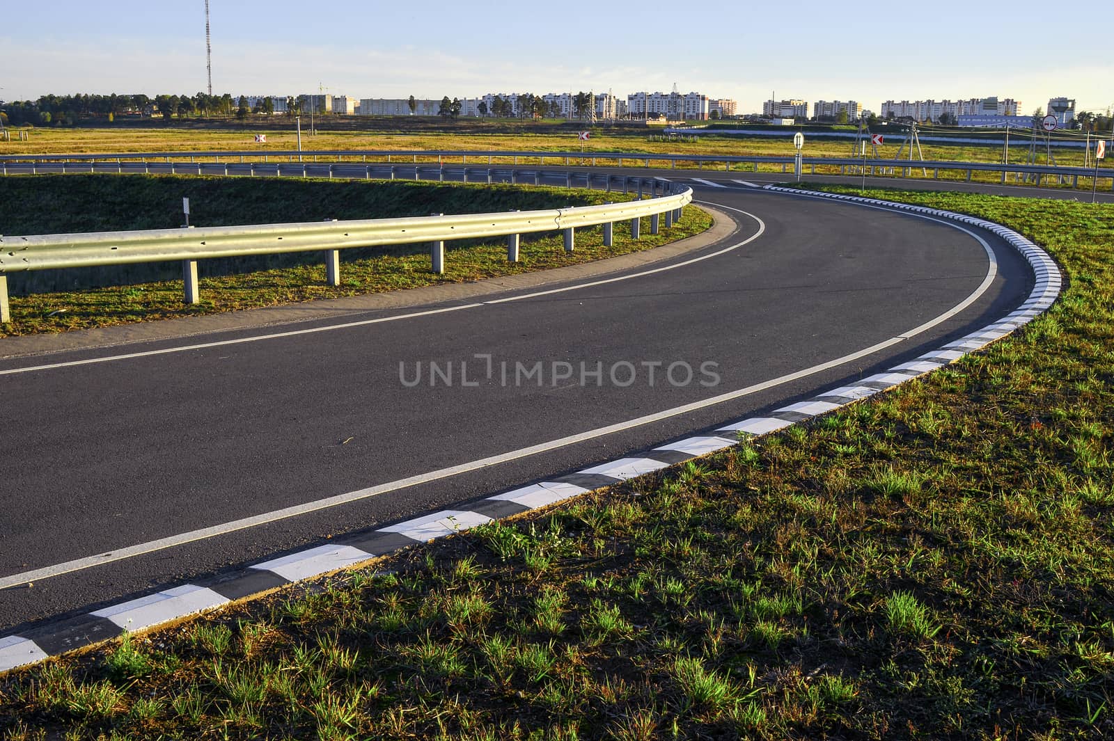 Road without cars and clouds.