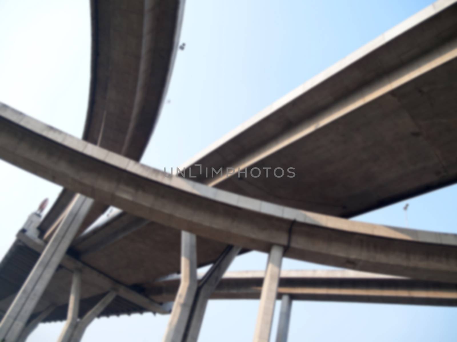 Blurred intersection expressway with grade separation and sky