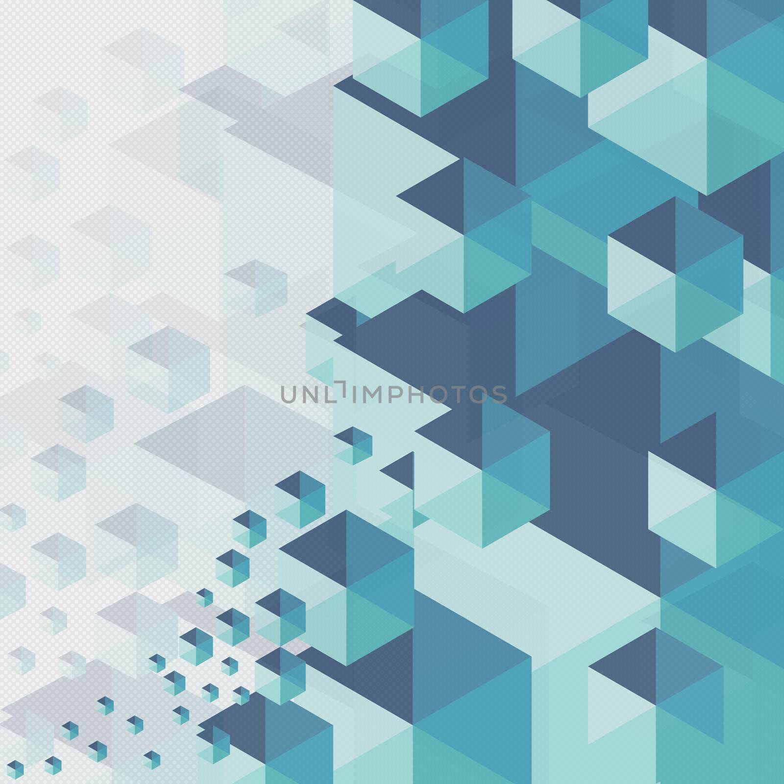 Abstract background blue hexagon have circle or dot on gray background.