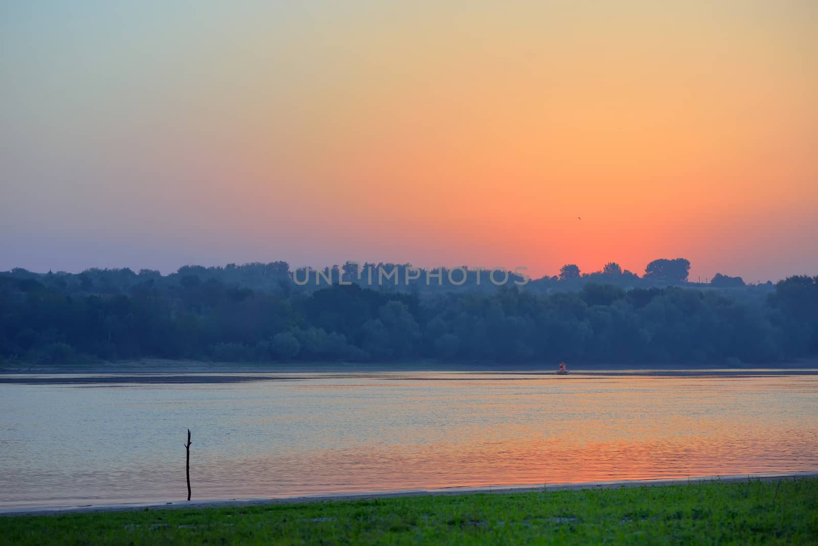 Sunrise over Danube river in Moldova 