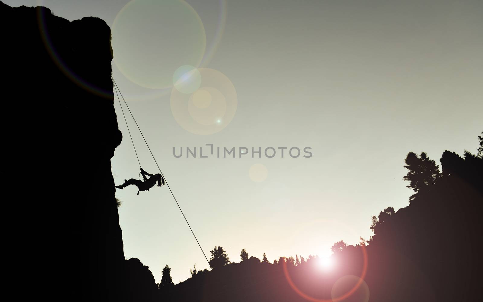 Rocky climber silhouette