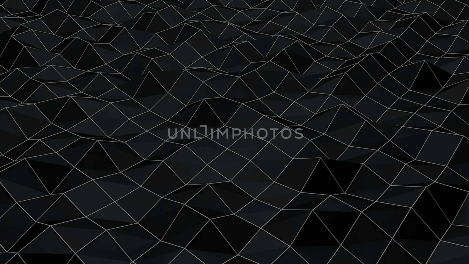 Black Low Poly Abstract Background. 3d rendering