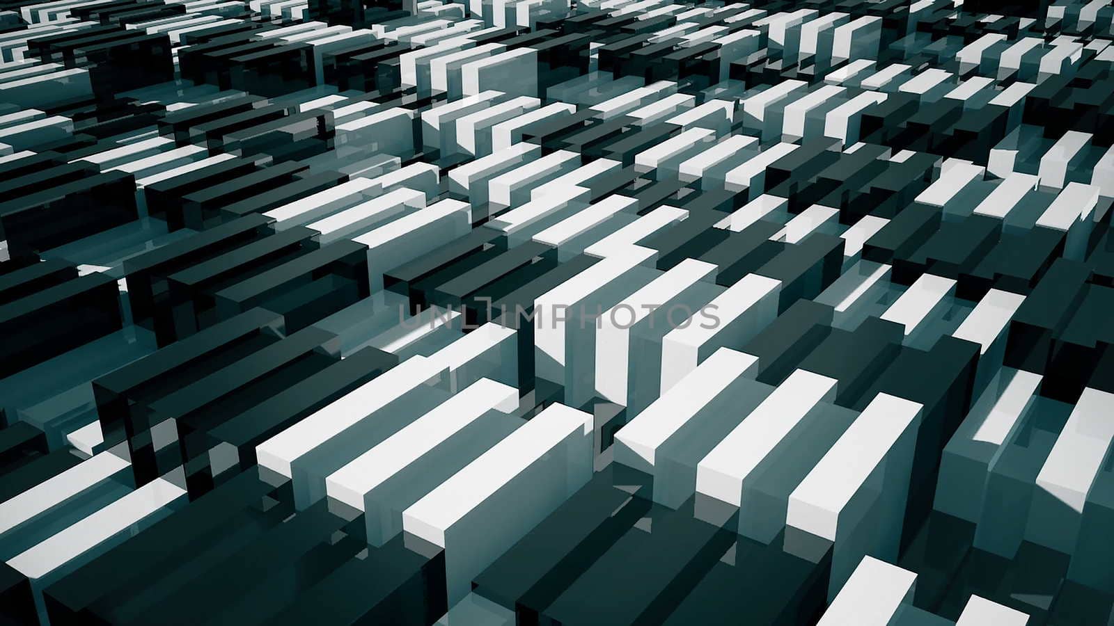 Blocks background. Random animation. Technology background 3d rendering