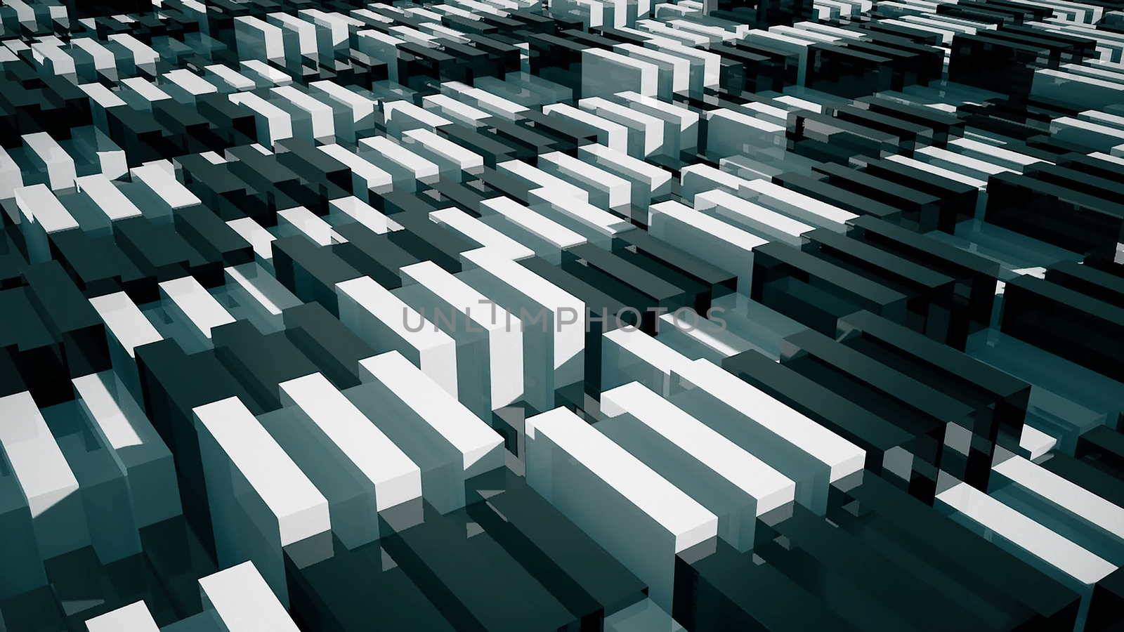 Blocks background. Random animation. Technology background 3d rendering