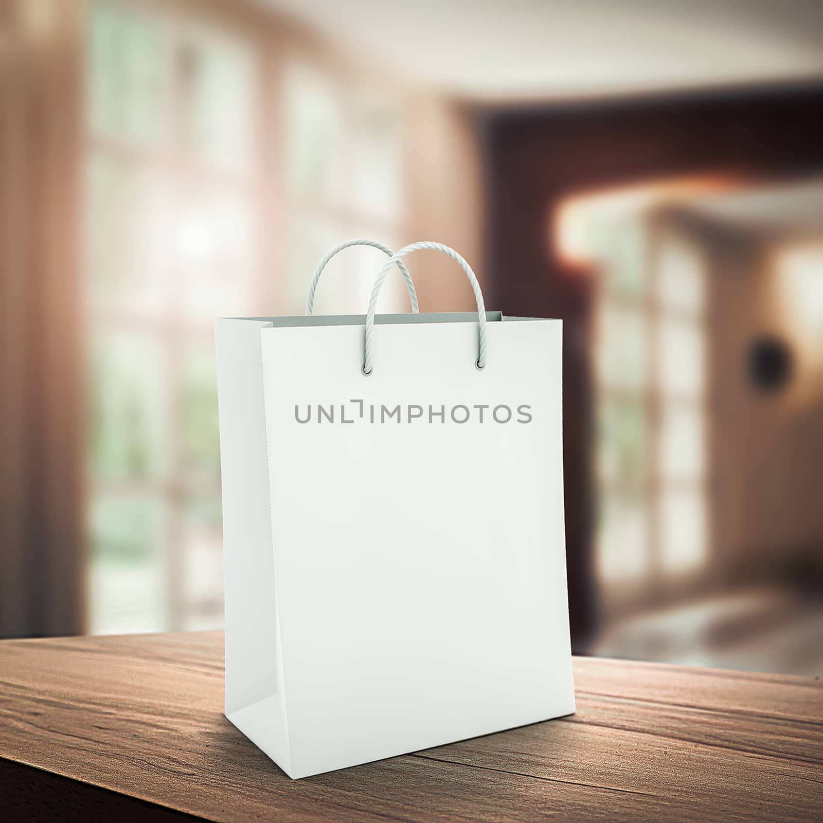 paper bag for shopping on a wooden background