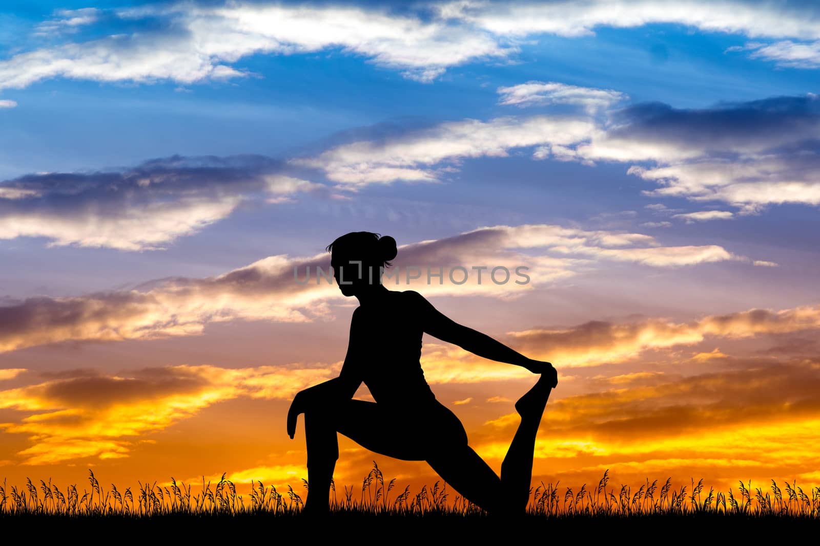 girl doing exercises at sunset by adrenalina