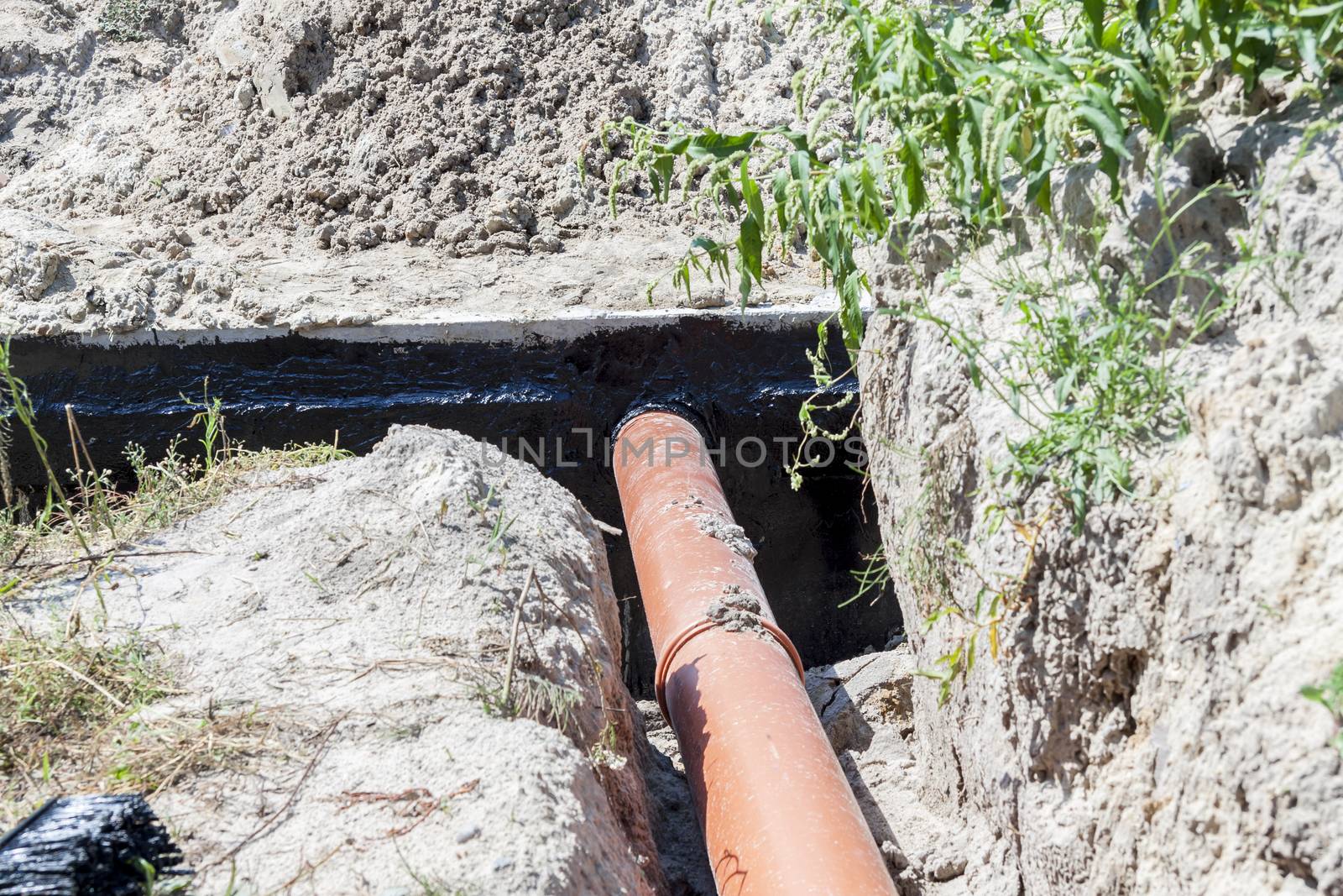 New concrete septic tank - construction site.