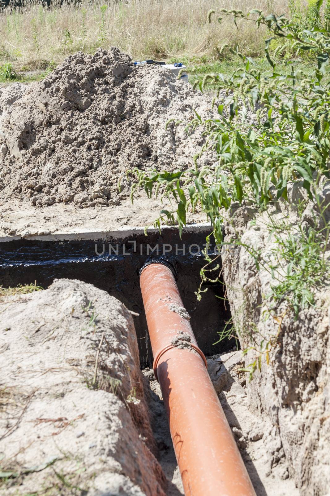 New concrete septic tank - construction site.