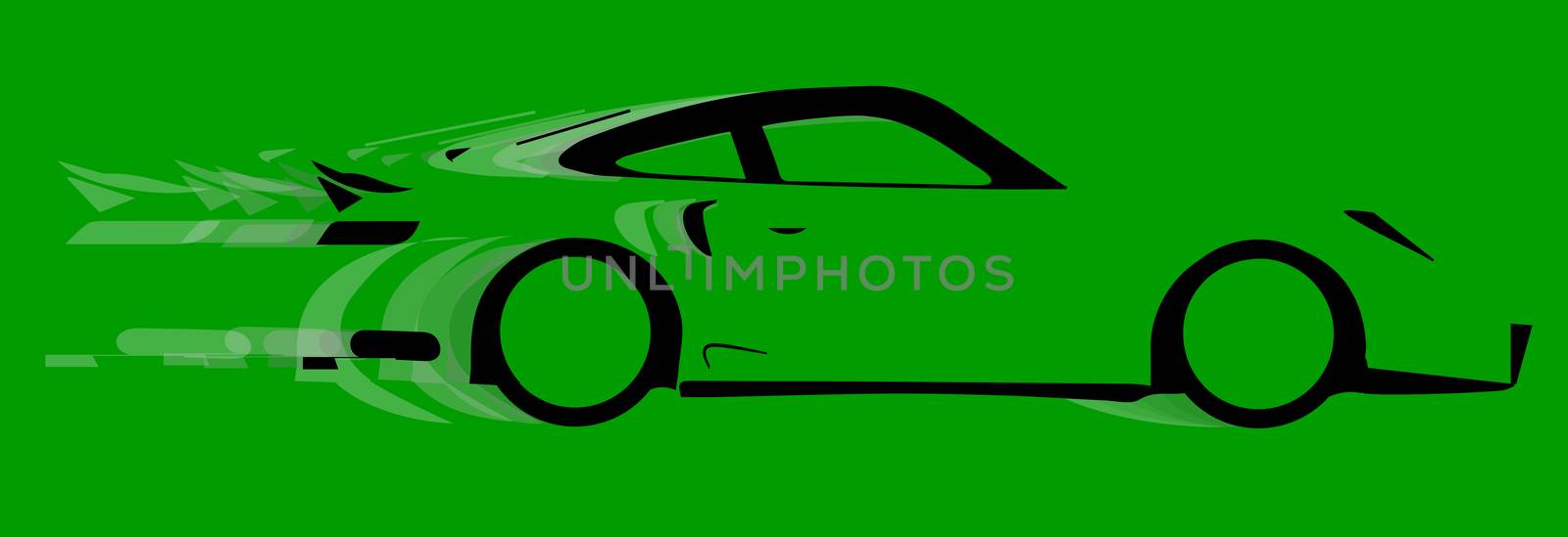 A fast car in silhouette with speed blur