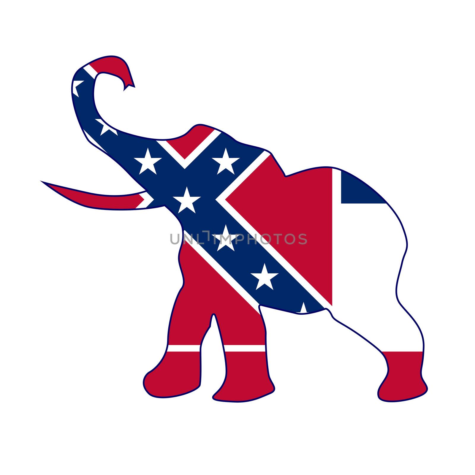 The Mississippi Republican elephant flag over a white background