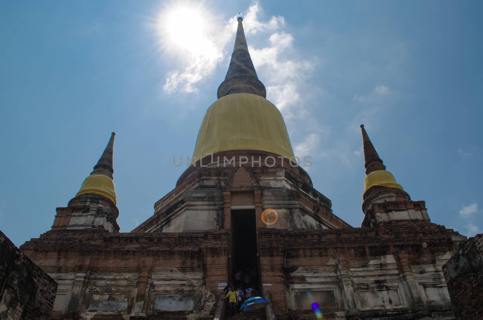 Wat Yai Chai Mongkol obviously is one of the major temples in the Ayutthaya area . and features a large Stupa, built after King Naresuan's Victory