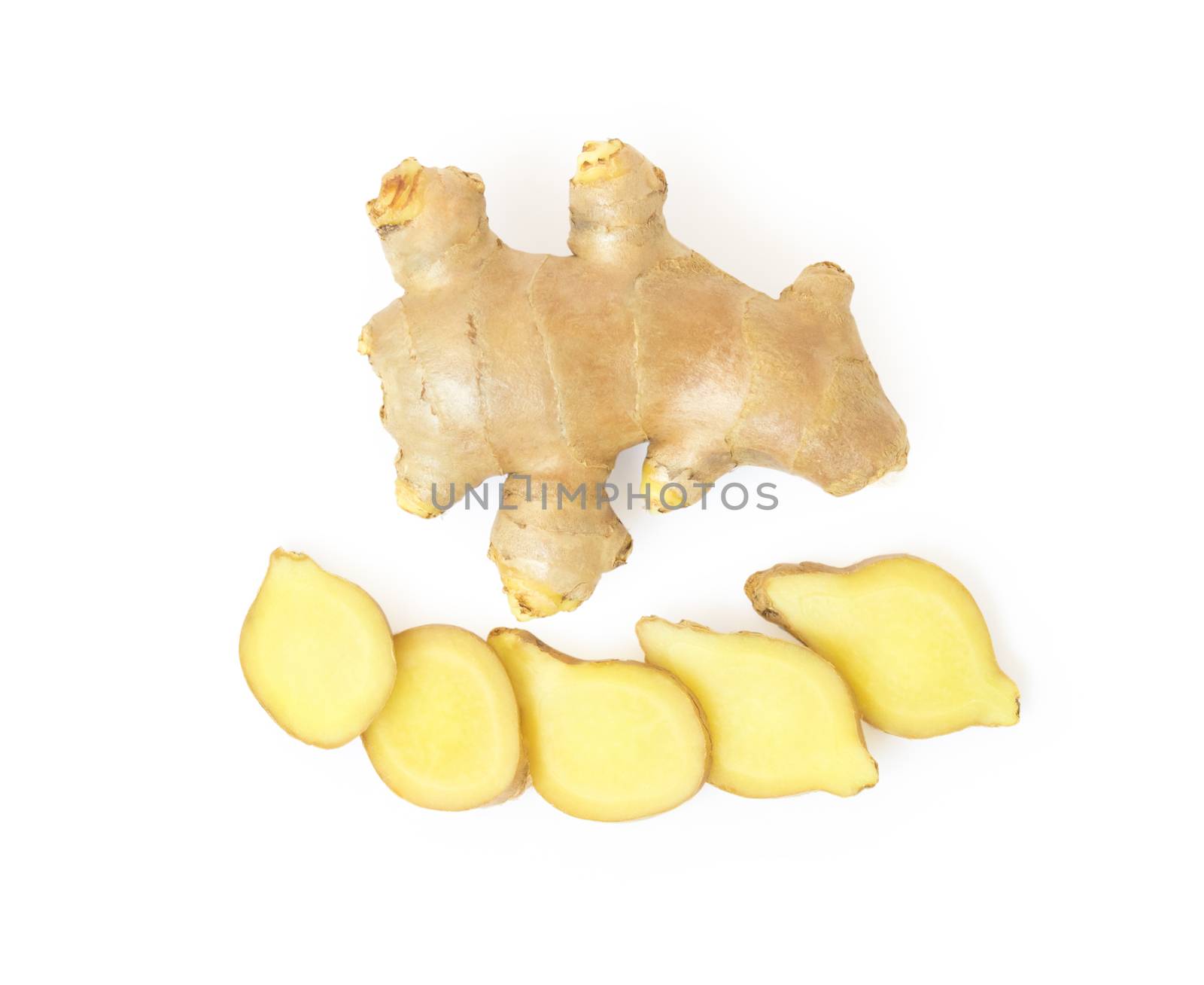 Fresh ginger isolated on white background with clipping path