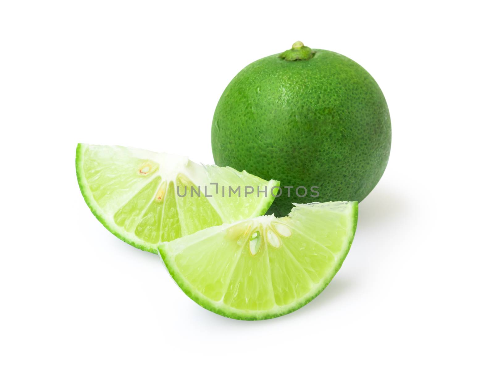 Fresh lime slice isolated on white background with clipping path