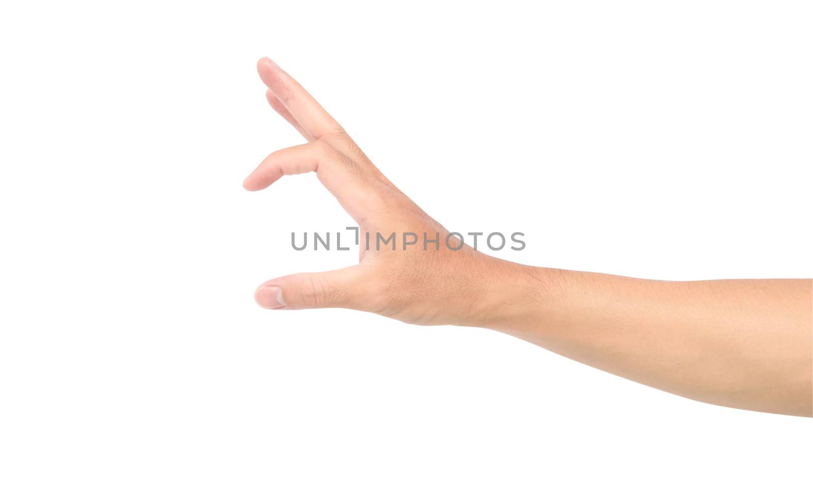 Man hand holding something like a card isolated on white backgro by pt.pongsak@gmail.com
