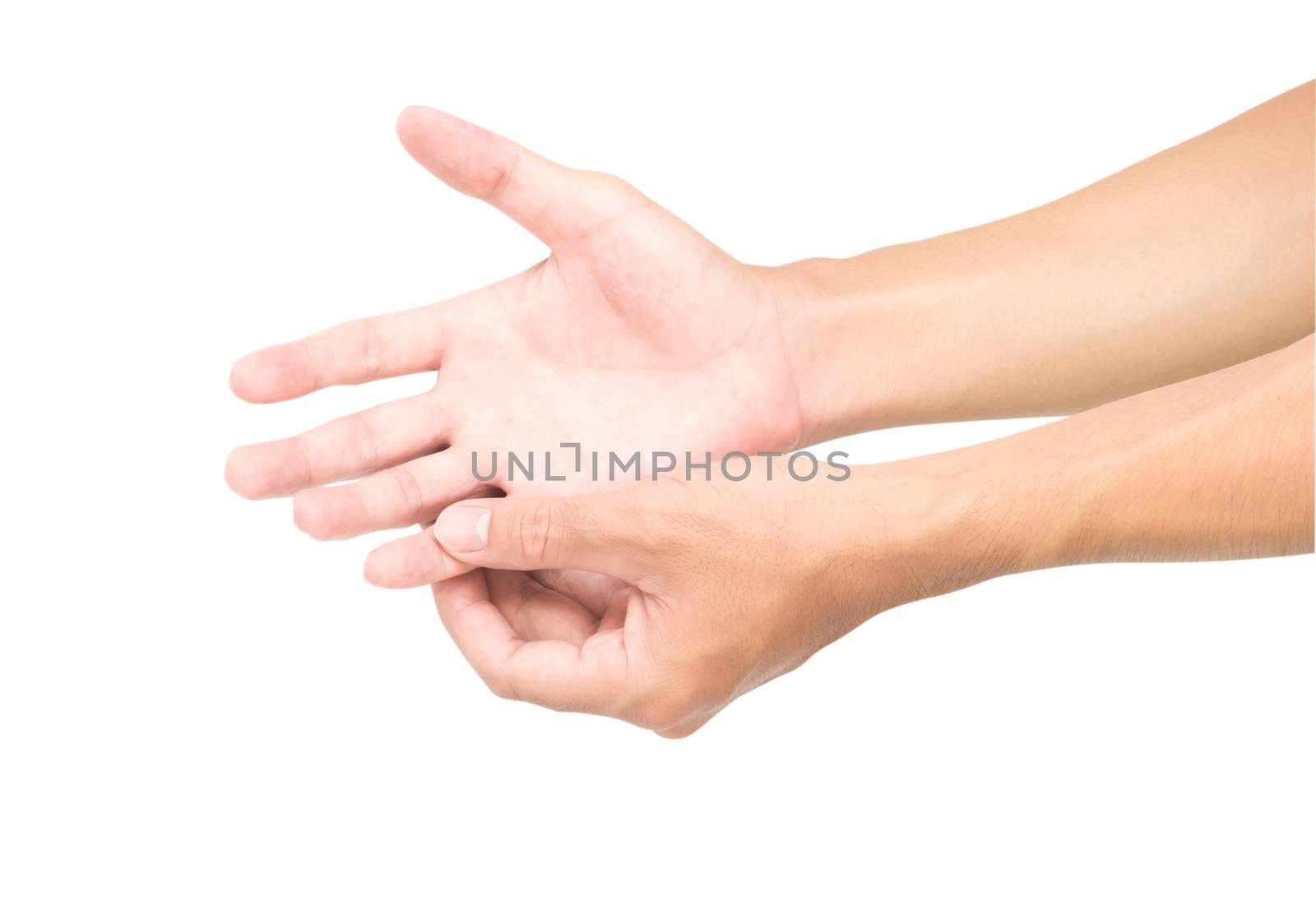 Man hand with pain isolated on white background with clipping pa by pt.pongsak@gmail.com