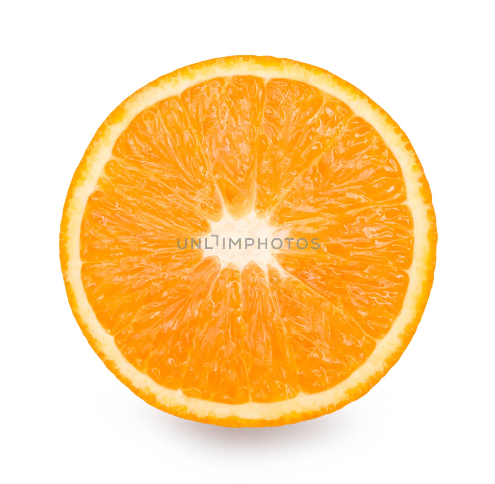 Fresh orange fruit slice on white background with clipping path