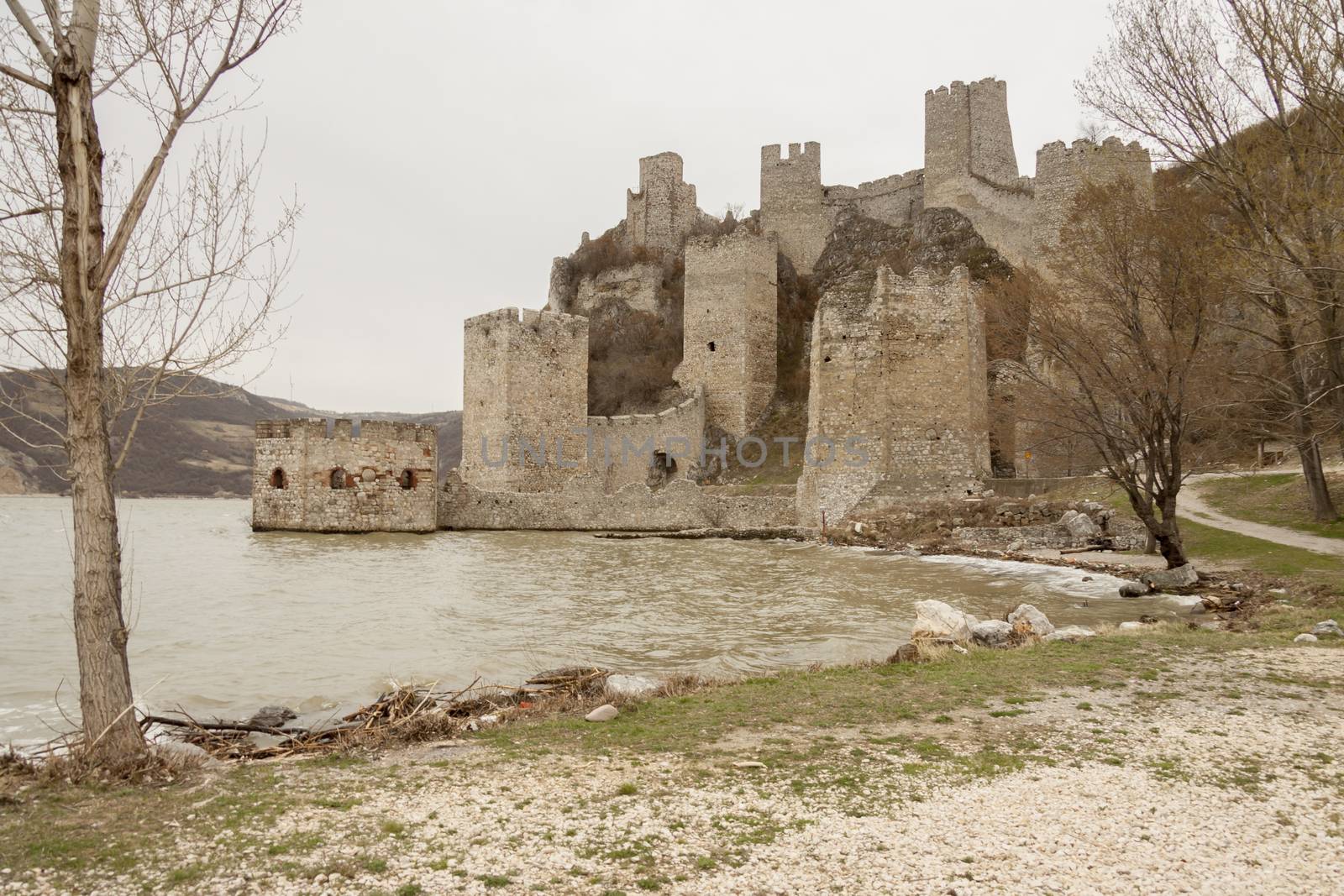 Golubac Fortress - 12th century castle located at the entrance of river Danube. North Serbia.