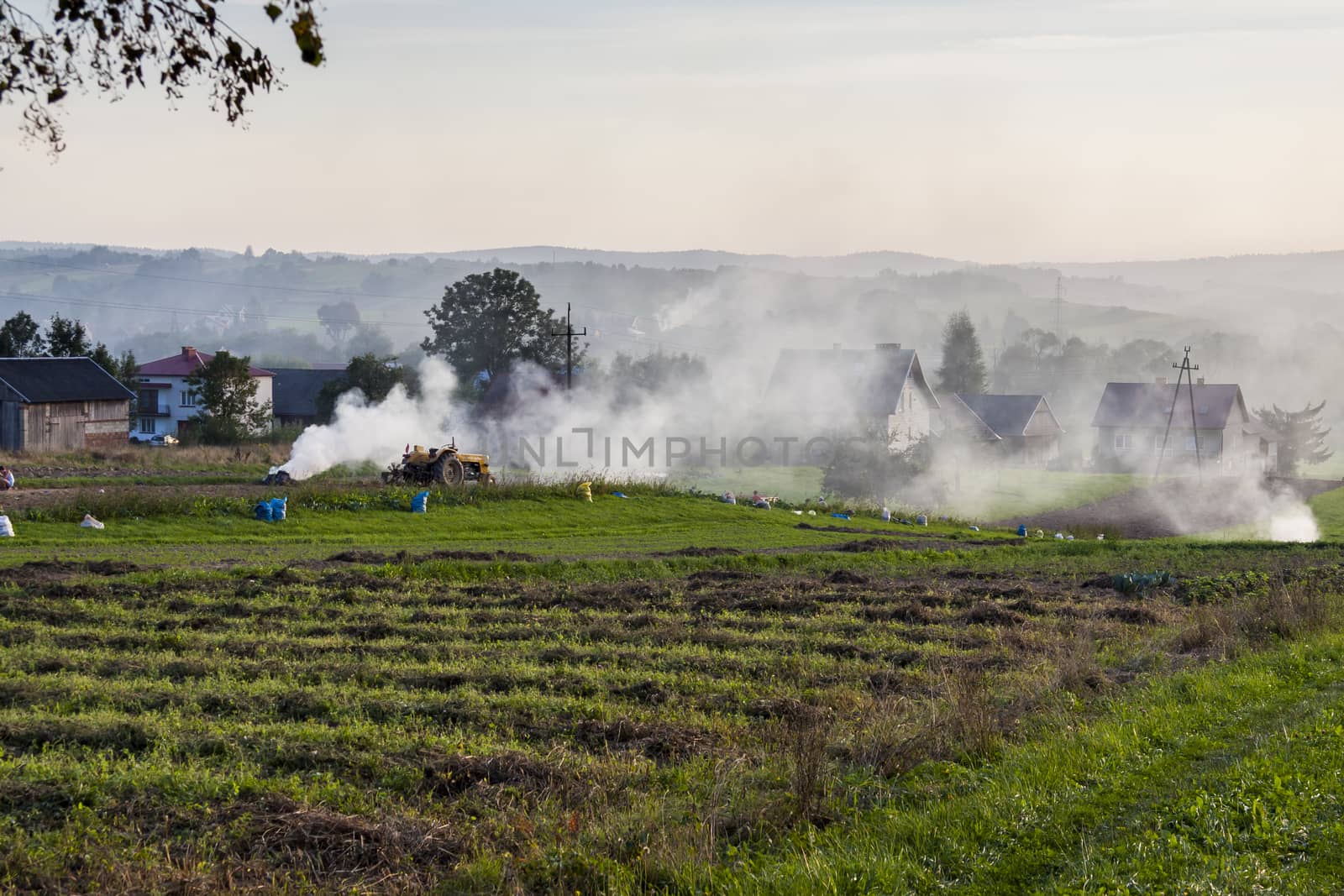 Autumn time view on  polish village.