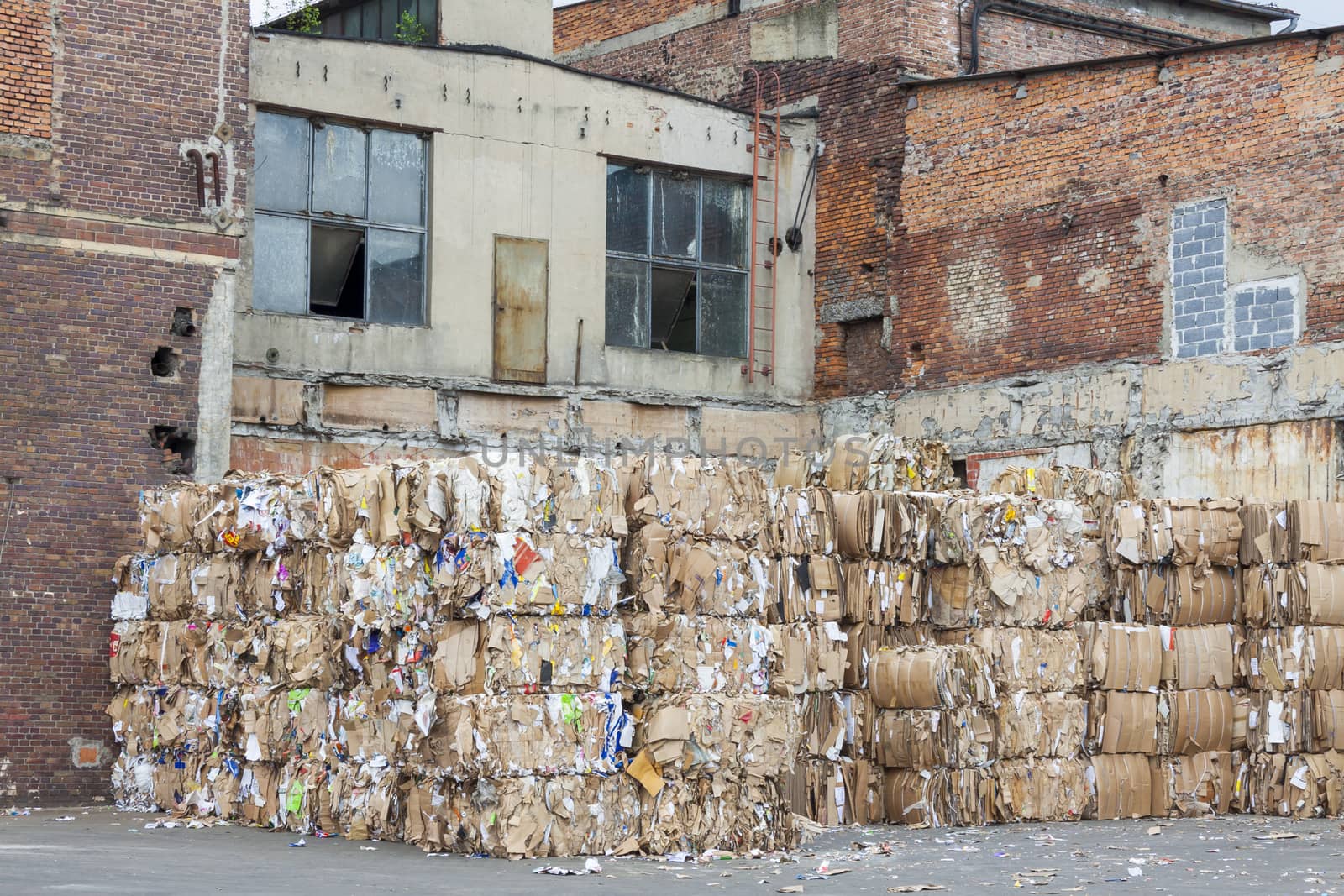 Exterior of old paper mill in Poland.