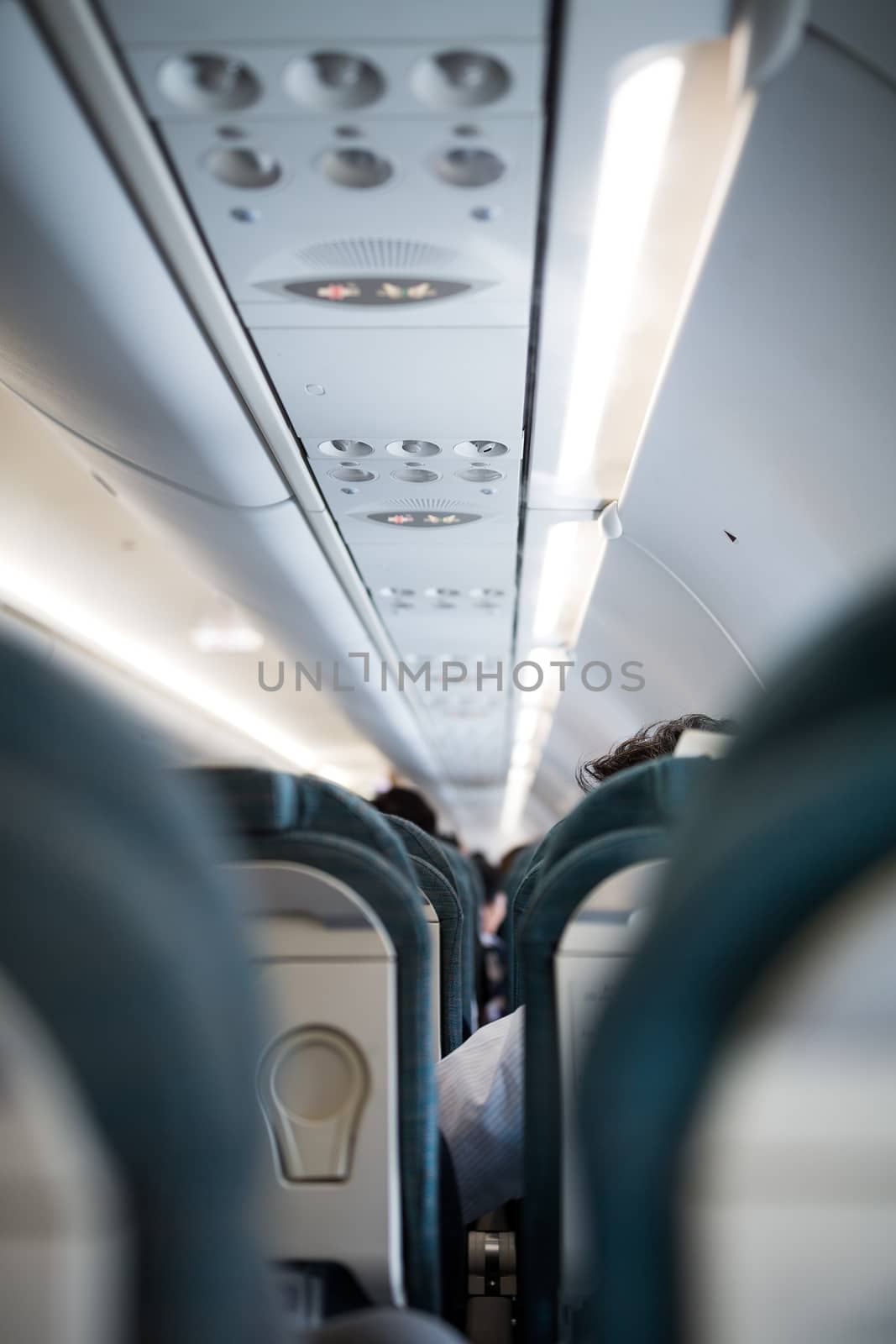 Interior of passenger airplane