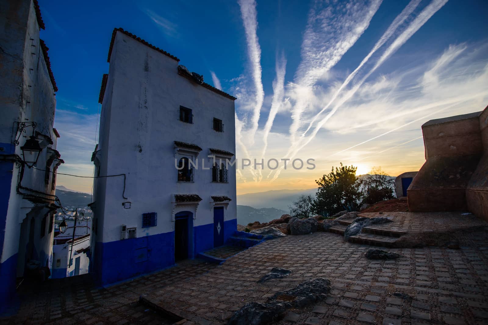 Sunset in Chefchaouen, the blue city in the Morocco. by johnnychaos