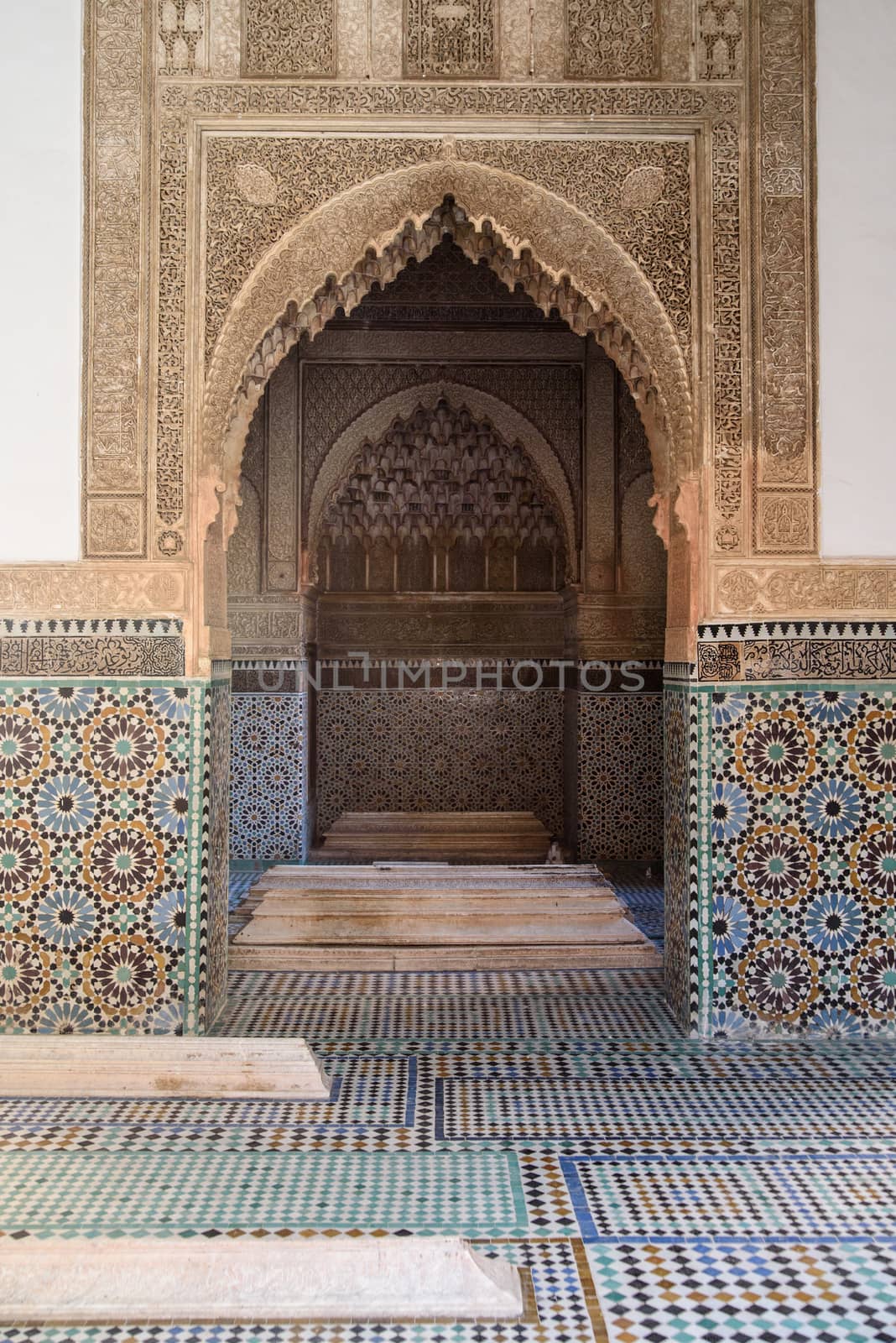 Saadian tomb mausoleum in Marrakech, Morocco by johnnychaos