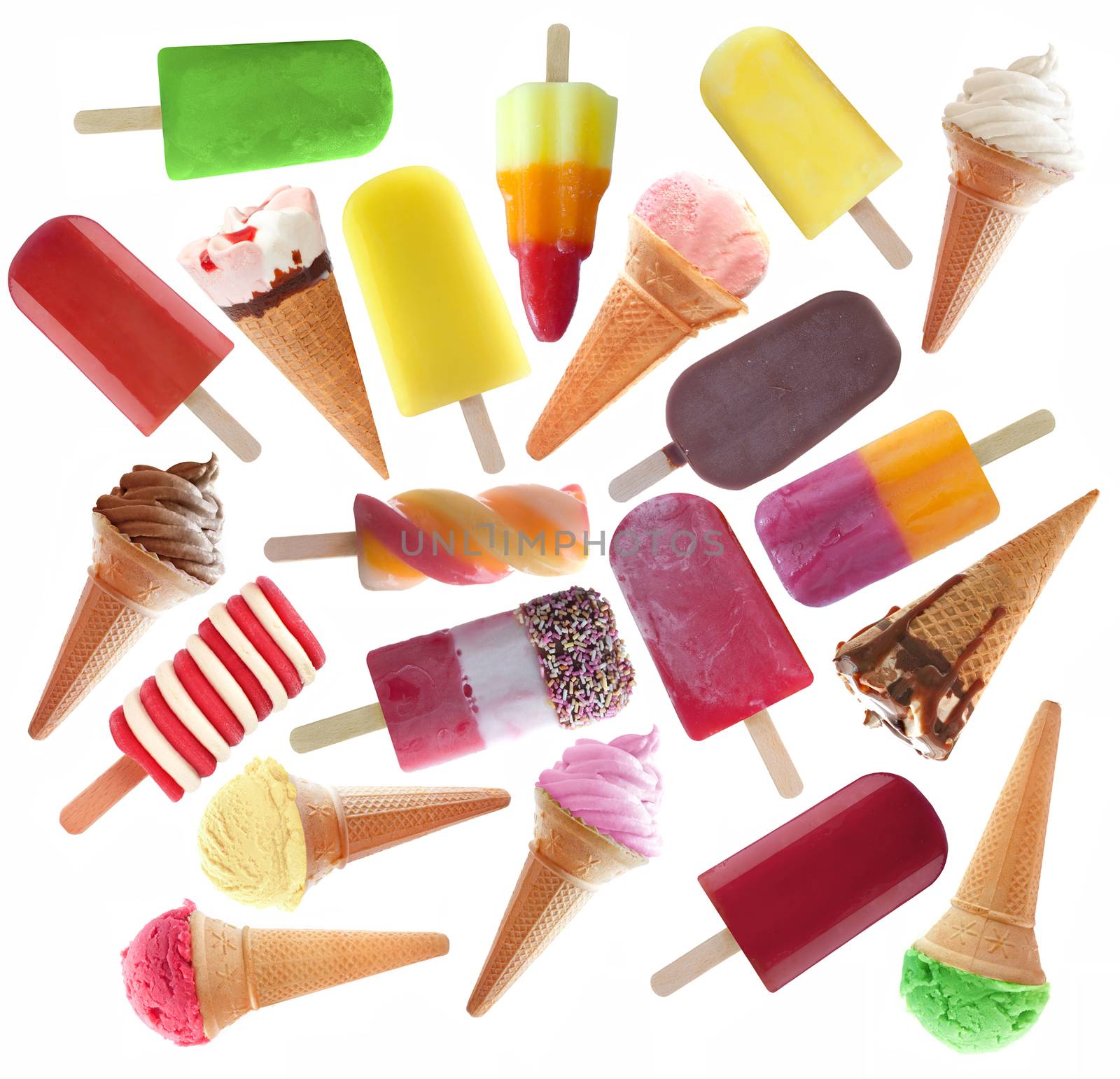 Large collection of ice cream and lollies by unikpix