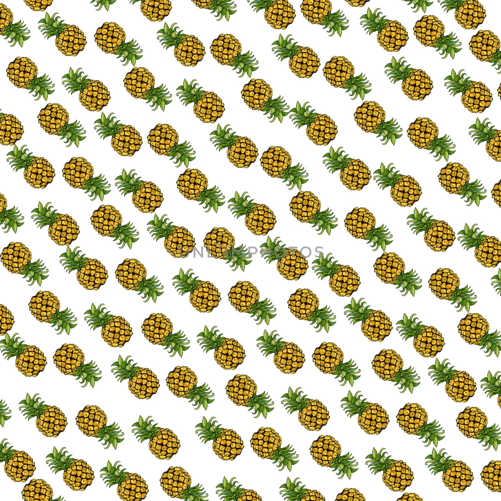 fabrics with color drawn pineapple with colored by silviagaudenzi