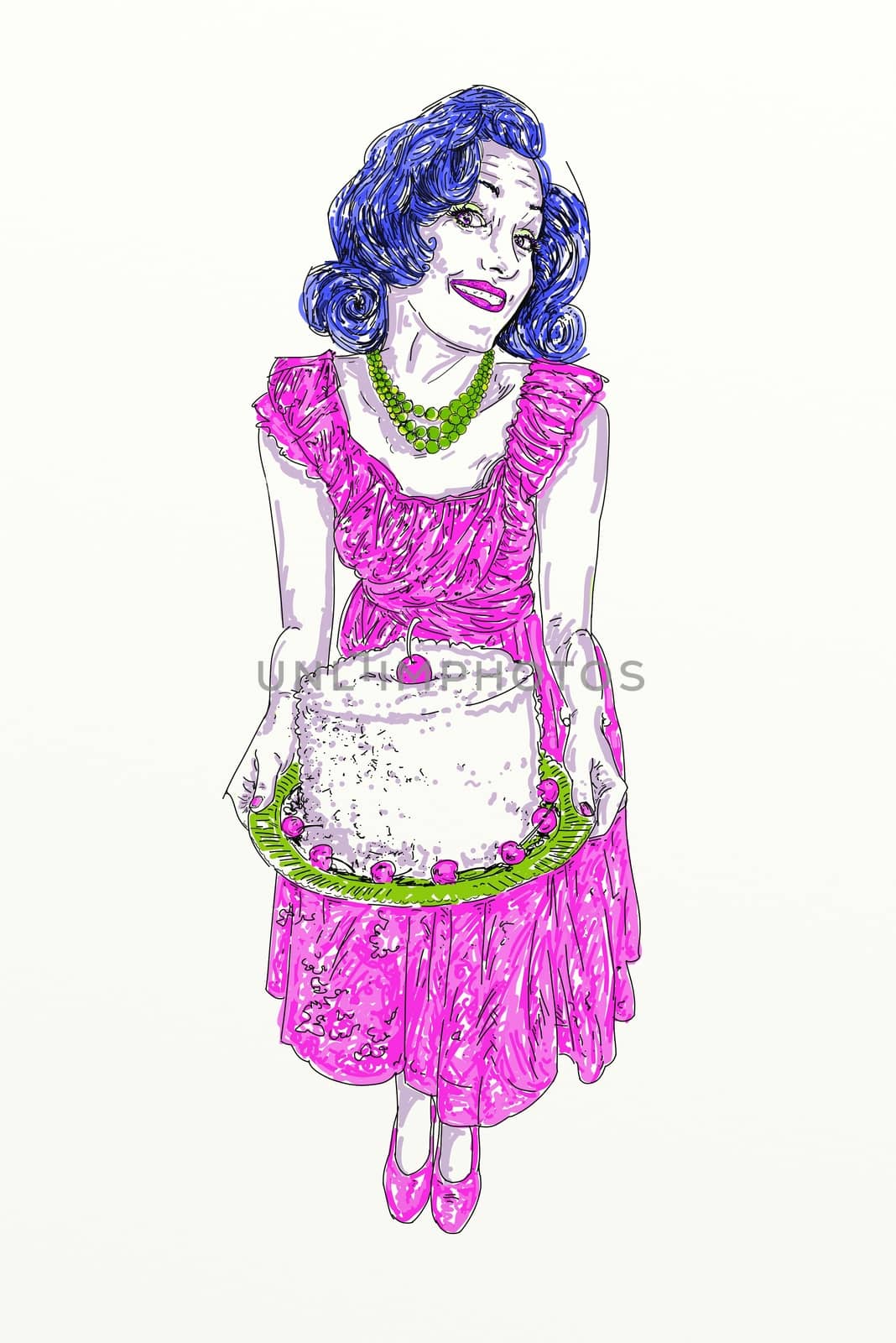 Woman with cake